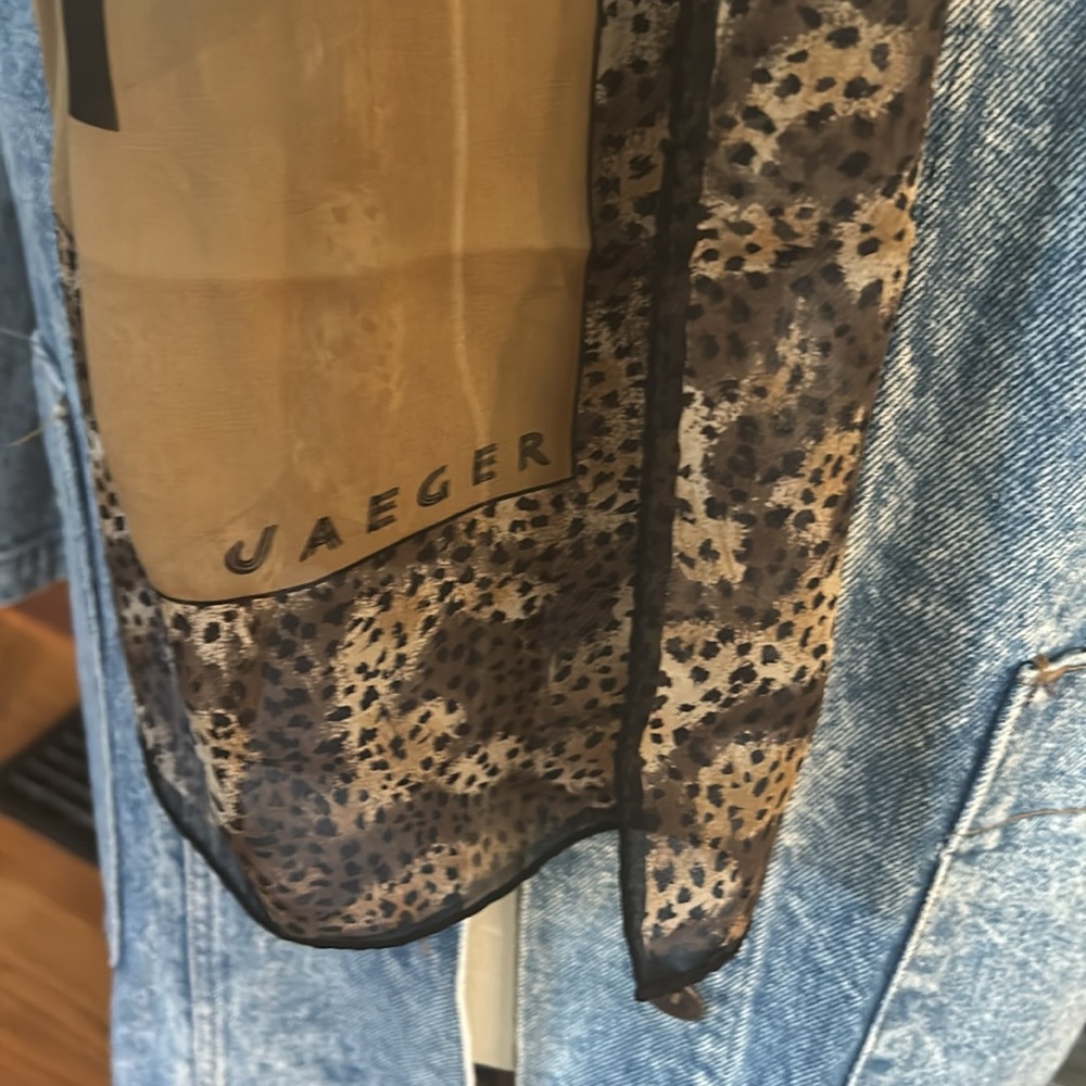 Jaeger Silk Scarf Animal Print Color Block - Picture 3 of 6